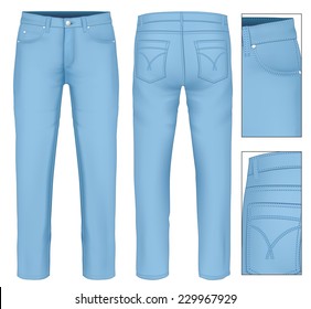Men's jeans (front  back views)  Photo  realistic vector illustration contains gradient mesh 