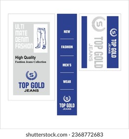 Mens jeans hang tag design template 