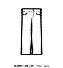 Men's jeans or pants sign. Vector. Flat style black icon on white.