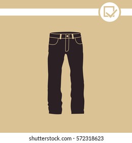 Men's Jeans Or Pants Vector Icon.