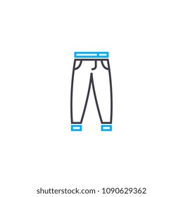 Men's jeans vector thin line stroke icon. Men's jeans outline illustration, linear sign, symbol concept.