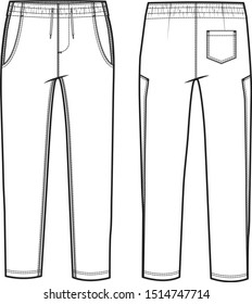 Mens Jogger Pants Style 1, Flat Illustration 