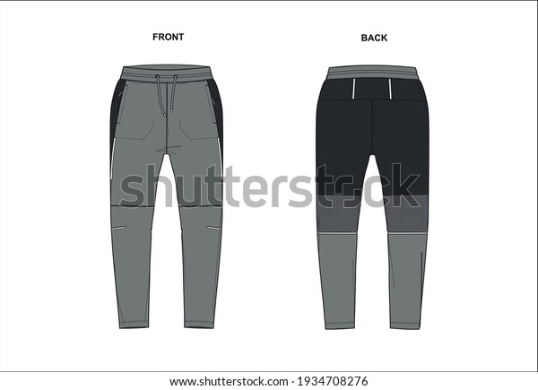 Mens Joggers Design Front Back Views Stock Vector (Royalty Free ...