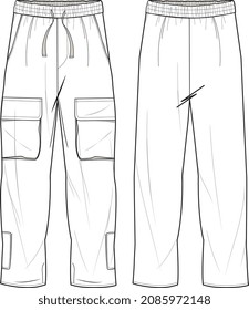 MENS KNIT JOGGERS AND TROUSERS VECTOR FLAT SKETCH