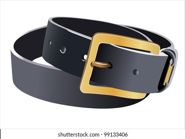men's leather belt isolated on white