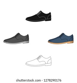 Mens leather shiny shoes with laces. Shoes to wear with a suit.Different shoes single icon in cartoon style vector symbol stock illustration.