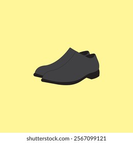 Men's leather shoes vector illustration isolated on yellow background. Formal footwear