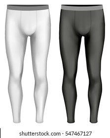 Men's leggings. Black and white variants. Vector illustration of clothes. Fully editable handmade mesh.