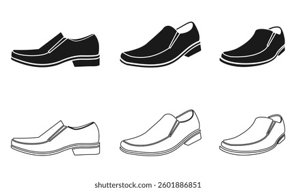 men's loafers icon set vector illustration isolated on white background.