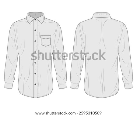 Men's Long Sleeve Button Down Shirt Template