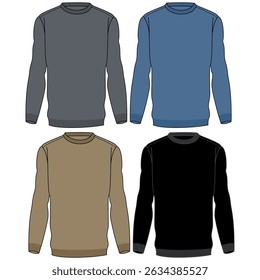 Men's long sleeve collar T Shirt flat sketch fashion illustration drawing template mock up with front and back view. Zip up polo t-shirt vector cad drawing