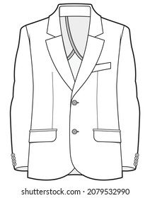 Mens Long Sleeve Sports Coat Vector Illustration