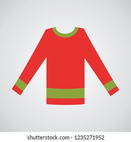 Men's long sleeve t-shirt. Cartoon. Front view of long sleeves shirt. Vector illustration.