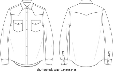 Mens Long Sleeve Western Shirt