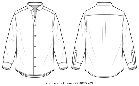 Premium Vector  Wide collar shirt flat drawing fashion flat sketches