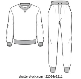 Mens Loungewear Set Flat Sketch Vector Stock Vector (Royalty Free ...