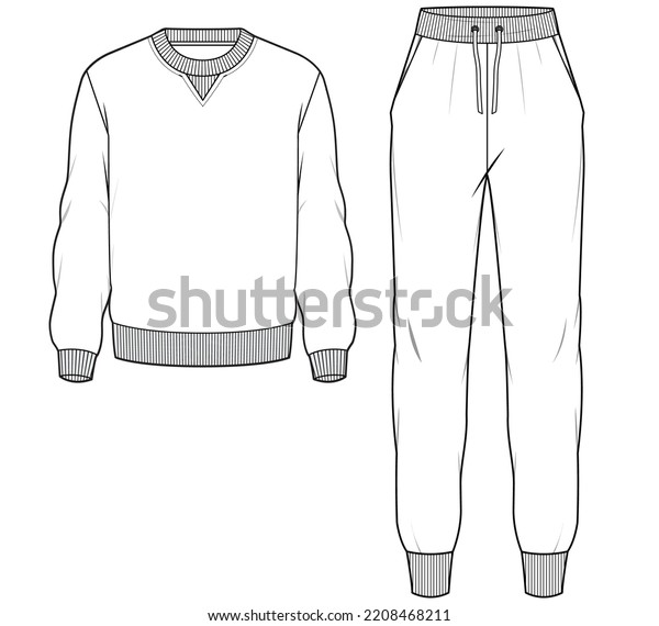 Mens Loungewear Set Flat Sketch Vector Stock Vector (Royalty Free ...
