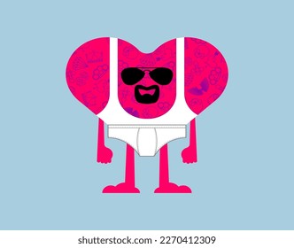 Men's love in shorts. Male heart in pants. Vector illustration