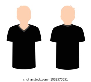  Men's mannequin dressed in black shirt. Transparent  background. Front and back T-shirt mock ups.