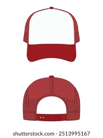 Men's mesh hat template front and back view