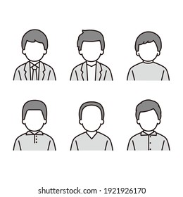 Men's monochrome illustration icon set