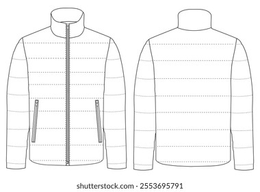 Men's Mountain Padded puffer Jacket Isolated Winter vector illustration