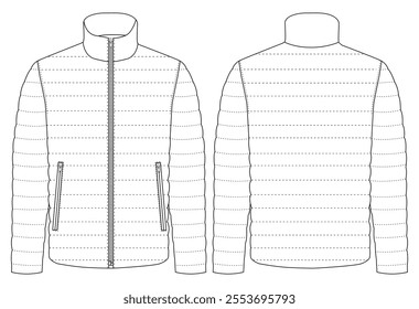 Men's Mountain Padded puffer Jacket Isolated Winter vector illustration