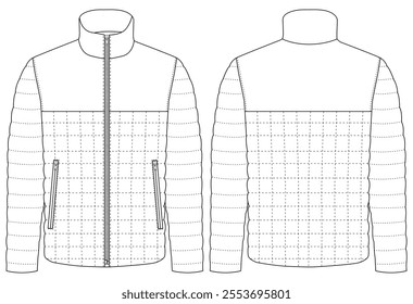 Men's Mountain Padded puffer Jacket Isolated Winter vector illustration