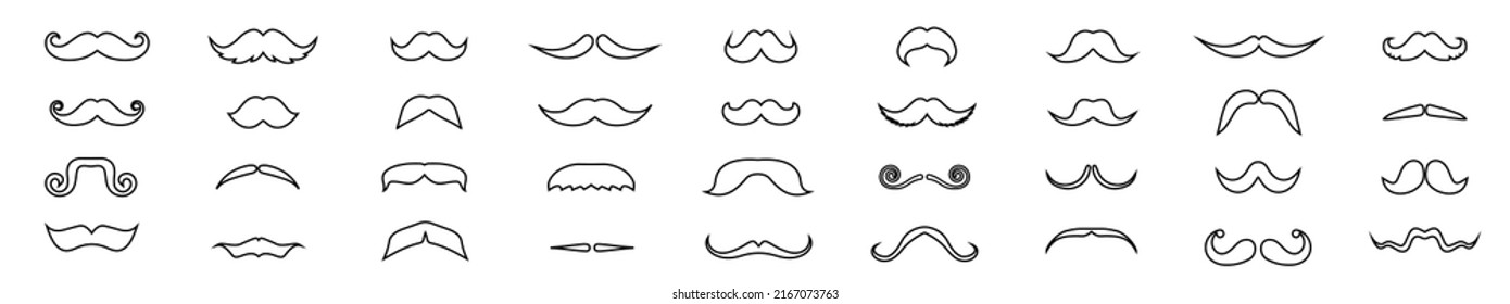Men's mustaches icon for hipster or gentleman and barbershop. Vector Illustration.