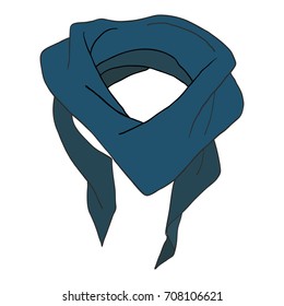 Men's Neck Scarf Blue Isolated On White.