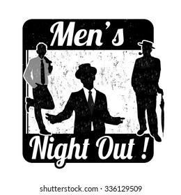 Men's night grunge rubber stamp on white background, vector illustration