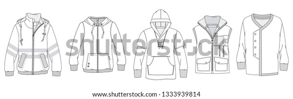 Men\'s\
Outerwear. Technical drawing of men\'s\
clothes.