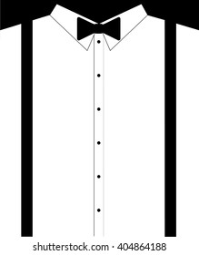 men's outfit short bow and suspenders