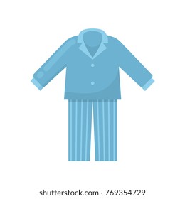 Men's pajamas, a nightgown, a sleeping shirt, home clothes, a night suit, a men's wardrobe of things. Time to sleeping. Nightwear, nightdress, nightshirt. Vector flat illustration.