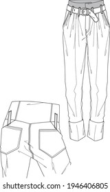 Men's pant with patch pocket flat sketch 