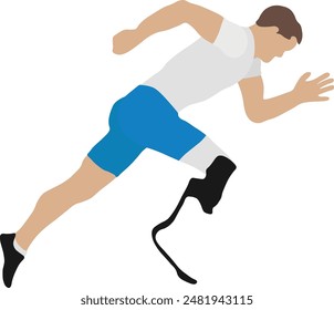 Men's Para Athletics Track Running Minimal Flat Vector Illustration