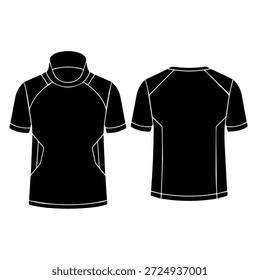 Camiseta atlética del rendimiento de los hombres, Plantilla plana del diseño de la camisa de la compresión de los deportes con las mangas raglán y el cuello alto