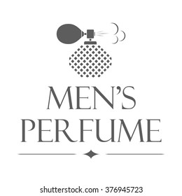 Men's perfume logo. Isolated badge of men's perfume on transparent background. Use for perfume shop advertising, window signage, web sites. Men's perfume store emblem, icon. Vector design element.