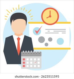 Elementos de Vector del planificador de trabajo personal de los hombres