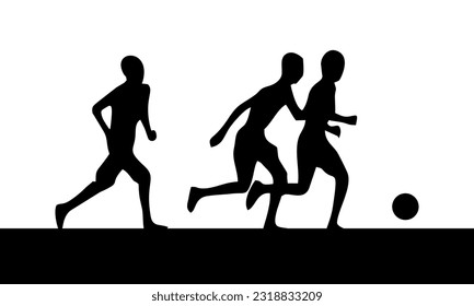 Mens  playing football silhouette illustration