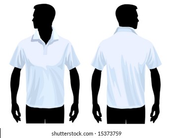 Men's polo shirt template with human body silhouette