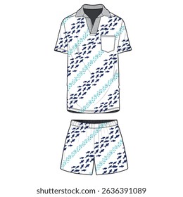 men's polo tshirt and shorts set model design. fabric pattern design. fashion and more