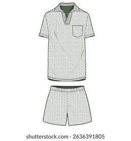 men's polo tshirt and shorts set model design. fabric pattern design. fashion and more