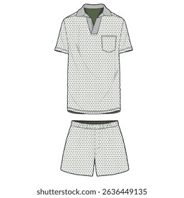 men's polo tshirt and shorts set model design. fabric pattern design. fashion and more