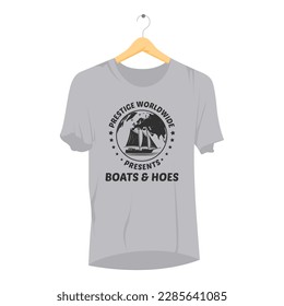 Mens Prestige Worldwide T Shirt Funny Cool Boats and Hoes Graphic Humor Tee