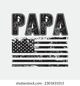 Mens Proud Papa American Flag Fathers Day 2023 Geschenke T Shirt