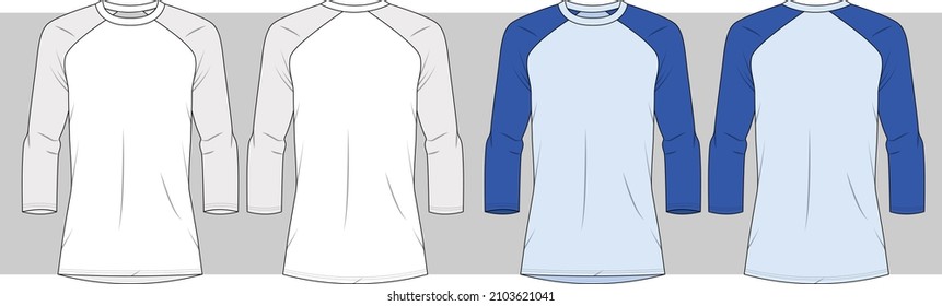 Men's raglan full sleeve Sports t shirt  flat sketch