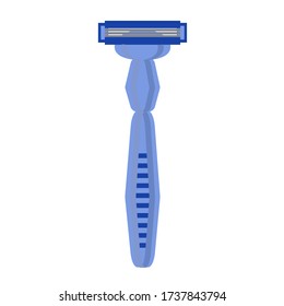 Men's razor isolated on a white background. The classic razor is drawn in a cartoon style. A shaving machine.  Vector illustration of flat shaving accessories.