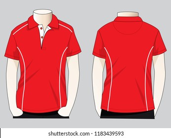 Sport Polo Shirt Design Redwhiteblack Vectorfront Stock Vector (Royalty ...