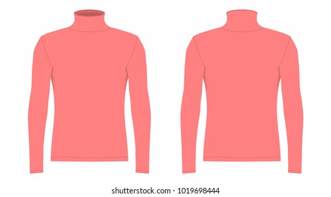 Men's red sweater. Front and back views on white background